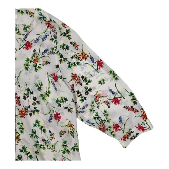Rose + Olive Women Chiffon White Folral 3/4 Sleeve‎ V Neck Blouse Size 1X - Picture 6 of 8